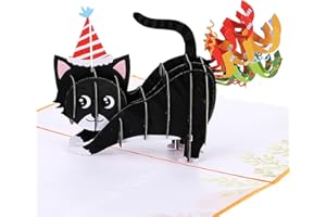 Dimeho Kartka urodzinowa z kotem, zabawne kartki urodzinowe 3D dla kobiet mężczyzn uroczy kot konfetti wyskakujące kartki ręczne kot mama tata kartka z życzeniami prezenty dla każdego