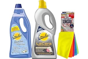 Emulsio Kit Pulizia Cucina Marmo : Facile 6 Mesi - Ravviva + 5 Panni in Microfibra