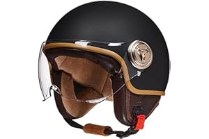 GZEZHA Vespa 3/4 Halber Motorradhelm, Retro-Motorradhelm, ECE-Zugelassener Retro-Jet-Helm Für Damen Und Herren, Moped, Motorrad, Helikopter