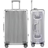 Aoliwei Cabin Suitcase 100% Aluminium, Silver, Without Zip, TSA | 100% robust aluminium without zip. Double TSA lock, 360&deg; si