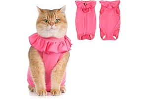 Avont Body Gatto Post Operatorio, Tutina Gatto Post Operatoria Sterilizzazione Recupero, Vestito Gatto per Impedire Leccare Ferita Addominale, Cat Recovery Suit - Rosa/L