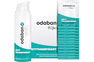 ‎ODABAN ANTIPERPSPIRANT odaban® Set – Antitranspirant Gel & Wipes – punktueller Schutz gegen starkes Schwitzen – speziell für Hände, Füße & Gesicht – langanhaltend, hautverträglich & ideal für unterwegs