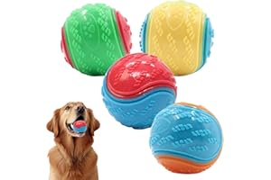 Irunfast 4Pcs Squeaky Dog Ball, Dog Balls Indestructible Dog Ball Dog Toys Teeth Cleaning Puppy Chew Toys Interactive Dog Ball Durable Chew Toys for Teeth Cleaning & Training Fun
