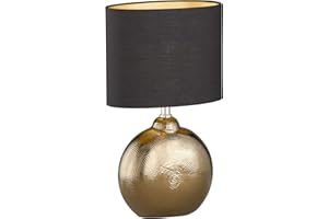 Fischer & Honsel | Lampa stołowa, Foro | antyczny brąz | abażur z tkaniny | czarny chintz wewnątrz złoty kolor | dł.: 23,00 cm, szer.: 13,00 cm, wys.: 36,00 cm, | z przełącznikiem sznurkowym | 1 x E14