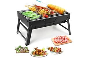 Uten Griglia a carbone, griglia per barbecue, pieghevole, portatile, leggera, per barbecue, piccola scrivania, da tavolo, per campeggio, picnic, giardino, spiaggia, feste, 43 x 30 x 6,6 cm