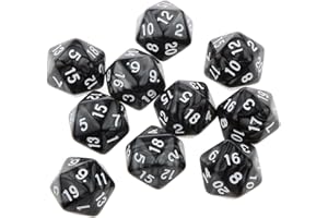 MAGIDEAL Desconocido 10pcs Juegos de Mesa Dados de Veinte Caras D & D TRPG Padrón de Perla - Negro