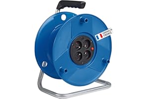 Brennenstuhl Enrouleur de câble Standard S avec 4 prises, livré sans câble, Fabrication Française