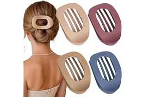 GIFTGEM Duckbill Hair Clips for Women, Flat Hair Claw Clip for Thick Curly Long Short Comfortable, Elegant Neutral Matte Multicolor(Cream, Beige, Navy Blue, Brick Red) Non-Slip Strong Hold(4 Pcs)