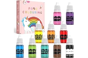 GOLDEN SECURITY Colorant Alimentaire Liquide 10 Couleurs Concentré Gâteau Glaçage Ensemble De Colorant Alimentaire. Colorant alimentaire arc-en-ciel vibrant pour la maison de bricolage (10 ml)