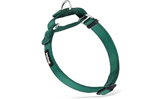 Hyhug Heavy Duty Nylon Not Escapable Martingale Dog Collar for Boy and Girl Dogs - Walking Training Daily Use. (Small, Dark Green)