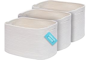 OrganiHaus Zestaw 3 koszy do przechowywania zabawek na półkach | Kosz do przechowywania żłobków | Kosze do przechowywania w łazience na półki | Kosz na Koce do Salonu - białawy