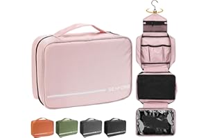 Seaforie Beauty Case da Viaggio, Beauty da Viaggio per Donna, Grande Borsa da Toilette da Appendere, Portatrucchi da Viaggio Impermeabile 4 in 1