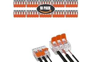 LEDSONE 10pcs Lever Nut Wire Connectors Electrical 3 Port Terminal Block Spring Wire Push Clamp Quick Compact Splicing Connectors for Circuit Inline, Flame retardant