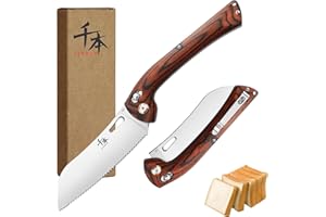 SENBON 440 couteau à pâtisserie pliant tranchant manche en bois coloré Camping barbecue extérieur clip arrière couteau à pain portable