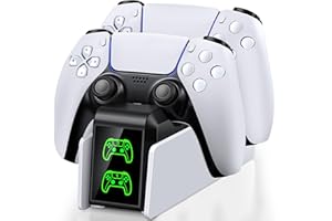 Elegamefy PS5 Controller Ladestation Zubehörsets mit 2 Std Schnelllade, Ladestation für PlayStation 5 Controller/Edge Controller