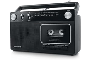Muse M-152 RC Retro - Grabador de Casetes con Función de Grabación (Radio FM y Am, Entrada Aux, Antena Telescópica), Color Negro