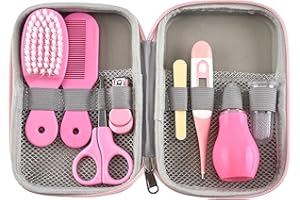 Gusengo Trousse De Soin Bébé Naissance Set 8 Pièces Professionnel Kit De Toilettage pour Nouveau-né Trousse De Toilette Bébé Naissance Kit De Soins des Ongles pour Bébé pour Les Voyages Et La Maison