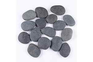 RockImpact 16 Jumbo Painting Rocks Dark Gray Beach Pebbles, Natural River Rocks with Smooth Surface for Arts and Crafts, 5-8 cm