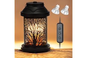 Dialan's Candle Warmer Lamp with Timer - Electric Wax Melt Warmer with Adjustable Height and Dimmer for Scented Wax Jar Candles Home Decor Bedside Lamp Gifts for Women Mom (Forest, 2 Bulbs Included)