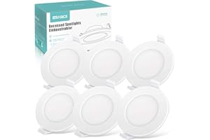 EZBASICS Lot de 6-pack LED encastrables - 6 W - 450 lm - Profondeur d'encastrement : 26 mm - Étanche - Blanc chaud 3000 K - AC 220 V-240 V - argenté
