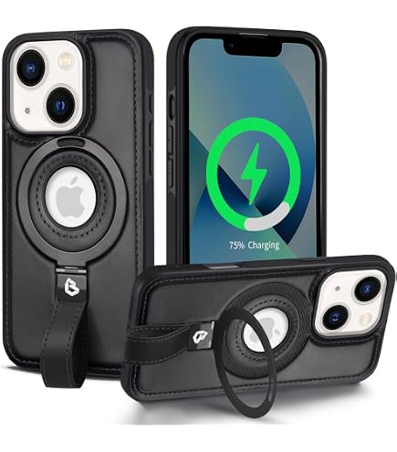 XTCASE Cover Con Supporto Per IPhone 13/14 - Fibra Di Carbonio, MagSafe, Rotazione 360°, Arancione