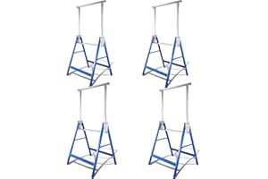 Jopassy Set di 4 cavalletti da lavoro, portata 200 kg, cavalletti pieghevoli in 7 posizioni, altezza regolabile, 80 – 130 cm, in metallo