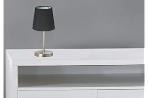 Trango lampe de table, Lampe de chevet, Lampe de bureau avec abat-jour en tissu (noir TG2017-07B) Ø 170 mm, hauteur: 350 mm