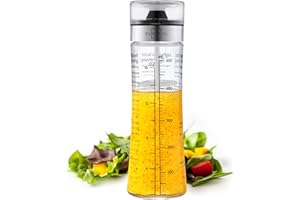 SILBERTHAL Mezclador de aliño y vinagretas graduado 500ml - Botella aliño para ensaladas- Aliñador para ensaladas Cristal - Salad Dressing Shaker