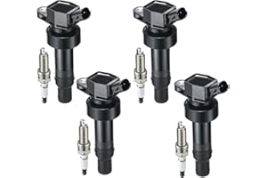 BDFHYK Coil Pack UF652 and Iridium Spark Plugs 93815 Compatible with Hyundai Accent Veloster Kia Rio Soul 1.6L 2.0L L4, Sets of 4