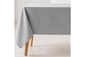 GAMUSI Mantel Antimanchas Mesa Rectangular Rombos pequeños Liso Jacquard Impermeable 140x100 cm, Tacto Tela, Color Gris Claro