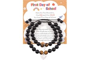 SUNSH 2 Pcs First Day of School Bracelet Mommy and Me Back to School Bracelets First Day of School Gift for Mother Daughter Son Teen Girls Boys Dinosaur Heart Butterfly Bear Matching Bracelets