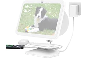 Support pour Show 8 3e gen & téléphone - PlusAcc Support de Charge Ajustable avec Port USB-C/A Deux, Compatible avec Les écouteurs/Show 8 Seulement 3e Gen (Blanc)