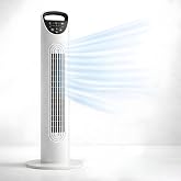 SMAYLİNG Kule Tipi Vantilat&ouml;r, Uzaktan Kumandalı, 3 Kademeli Hız Ayarı, 7.5 Saat Zamanlayıcı, Salınımlı Sessiz Fan, 45W, Ev O