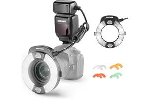 NEEWER RF1-C Marco Ring Flash for Canon, 76Ws 5600K E-TTL Macro Flash Light with GN15, 1-1/128 Output, Front/Rear Curtain Sync, Color Gels, Lens Adapter Rings for Closeup & Macro Photography