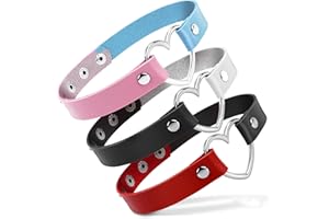 Yolev 3PCS PU Leather Choker Women Vintage Gothic Heart Leather Choker Vintage Punk Choker Necklace Punk Collar Neckband for Women Party Cosplay Festival Decorations