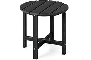 ‎COSTWAY COSTWAY Beistelltisch, Kleiner Gartentisch aus UV-beständigem Kunststoff, Balkontisch wetterfest, für Terrasse, Balkon, Garten, 46 x 46 x 46 cm, Schwarz