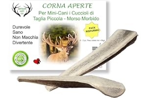 ARTISAN GIFT CO Os Corni di Cervo Aperto per Cuccioli e Cani con un Morso Delicato, peso minimo Confezione 56gr. (S - 2 pz.)