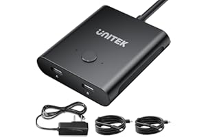Unitek Bi-Directional USB C Switcher 1 in 2 Out/2 in 1 Out Switch Selector 2 Computers Share 1 Devices Video Source Switch 8K@60Hz Video 10Gbps Data Transfer USB-C Power Adapter Included Black