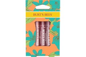 ‎BURT'S BEES Burt's Bees Lippenfarben-Geschenkset, 3 Lippenschimmer in Pfingstrosen-, Rhabarber- und Feigenfarben, Blütenblattküsse, 3 x 2,6 g