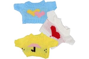 HEMOTON 3pcs Plush Clothes for 9-11 Inch Cotton Stuffed Bear Knit Sweater/Scarf Plush Bear Toy Outfit