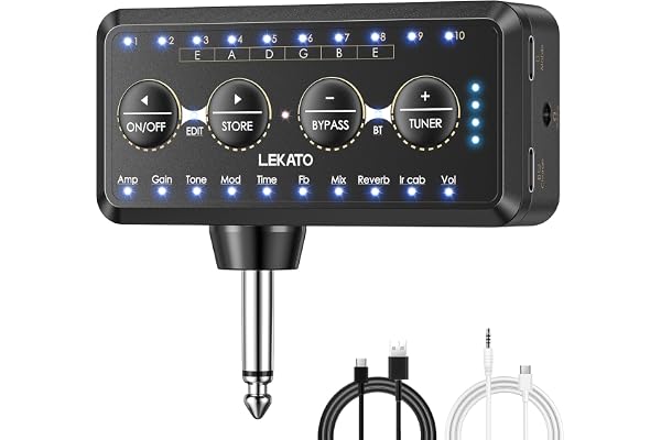 LEKATO Mini amplificateur de Guitare, Mini Ampli Guitare avec 10 présélections, 10 modèles d'ampli, 10 chargements IR, accordeur, récepteur Bluetooth, Effets Multiples incrustés, Enregistrement USB