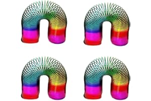 PEBBLE HUG Rainbow Magic Spring Coil, Stretching Bouncing Slinky Spring Funny Toy for Kids, Multicolour Magic Spring, Vintage Style Toys Combo For Kids (4X15cm)