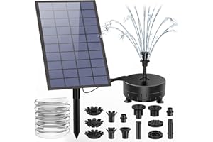 AISITIN Fontaine Solaire 7W Pompe à Eau Solaire d'extérieur avec Plusieurs Buses Conduite d'eau de 1.5m et Piquet Pompe à énergie Solaire pour Bain d'oiseaux, étangs, Jardin(7W)