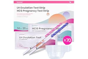 Femometer Test Ovulations 50 + Test de Grossesse Précoce 20 Urinaire pour Fertilité Femme, Résultats Précis Vous Aide A Concevoir