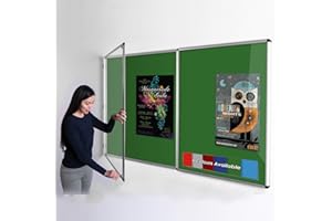 WONDERWALL PRODUCTS LTD Wonderwall Double-Door Tamperproof Lockable Noticeboard 120x180cm with 2 Matching Locks and Keys, 6 Colours to Choose from, Including (Green)