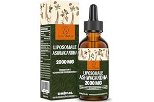 ‎AUREASALUS Liposomale Ashwagandha-Tropfen 2000mg, Natürlicher Ashwagandha-Wurzelextrakt, mit Schwarzem Pfeffer und Probiotika, Vegan (60 ml (1er Pack))