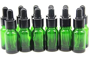 YIZHAO Flacon Compte Gouttes 5ml, Vert Flacon Huile Essentielle Vide avec Pipette Verre, pour Huile Essentielle, Aromathérapie, Laboratoire, Massage, Cosmétique, Voyage - 12 Pcs