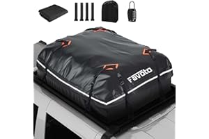 Favoto Coffre de Toit Voiture Imperméable - Sac de Toit Porte-Bagages 425L Pliable avec Tapis Antidérapant Crochet de Porte et Sangles de Renfort pour Le Transport des Bagages Noir