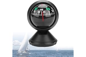 YOSOO HEALTH GEAR Bussola per Barche, Bussola per Auto Cruscotto Navigatore Digitale Bussola per Esploratore, Bussola Marina Regolabile Multifunzionale Bussola Marina Nera Adatto per Auto Camion per Barche