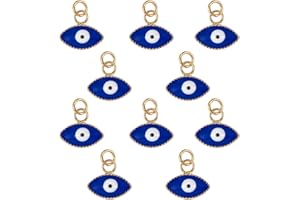 BEEFLYING 10 pièces Alliage Émail Breloques Pendentifs Mauvais Œil Émail Breloques pour Femmes Collier Boucle d'oreille Breloques pour la Fabrication de Bijoux